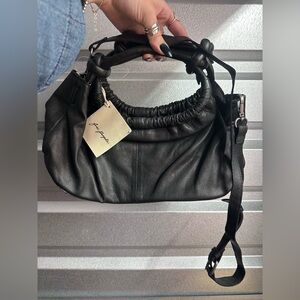 Free People Head Over Heels Black Leather Convertible Crossbody NWT $128